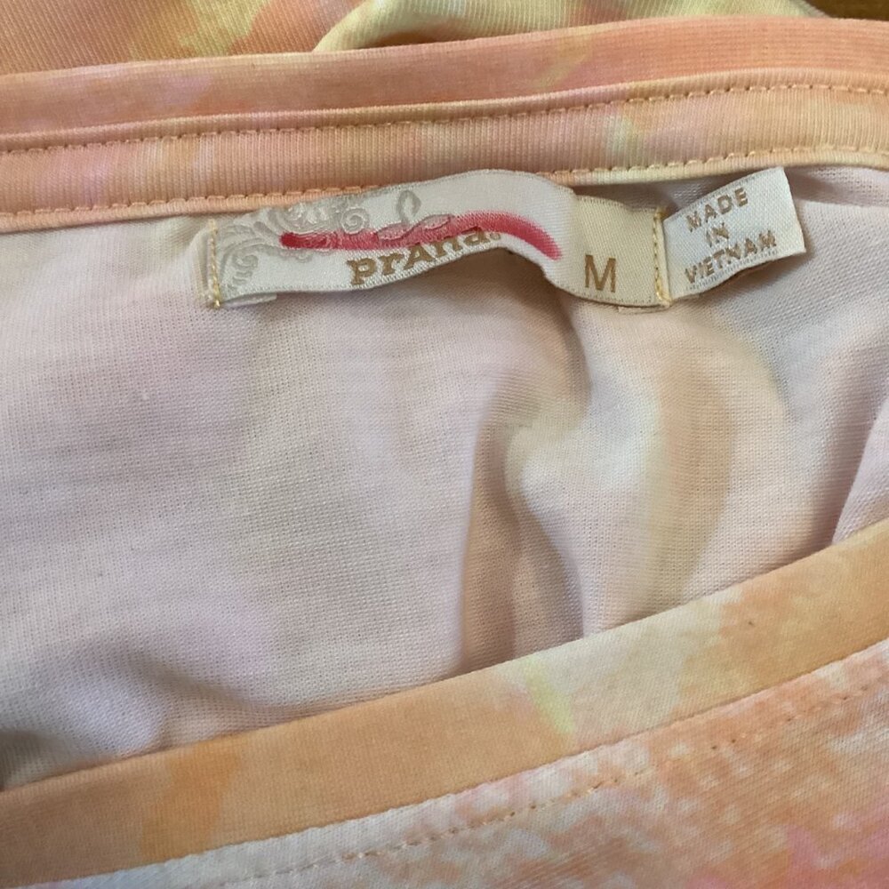 Prana Women’s Polyjungle Top Size Medium Pastel Tie-Dye Loose Fit Short‎ Sleeve - Picture 3 of 8